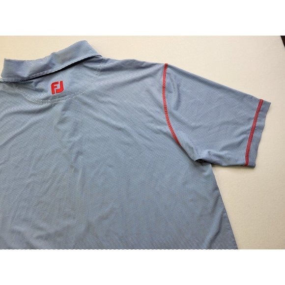 FootJoy FJ Men XL Blue White Stripe Red Polo Shirt Credit Valley Golf Club - Picture 11 of 12